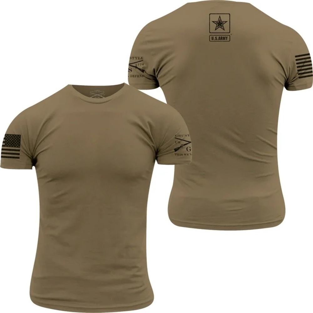 NEW - Grunt Style Army - Men’s Basic Back Logo, Tan 499 - 3XLarge